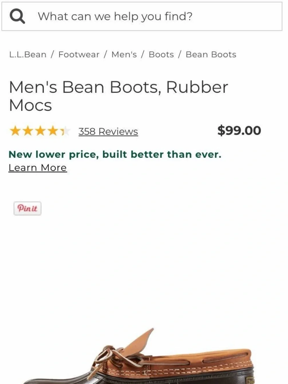 LL Bean Men's Brown and Black Waterproof Duck Shoes